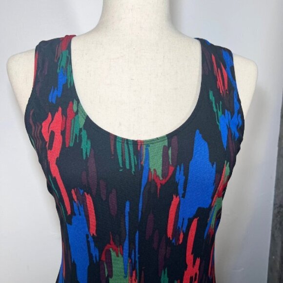 PETIT POIS BY VIVIANA G Multicolored Brushstroke Mesh Tank Dress Size L - Picture 2 of 10